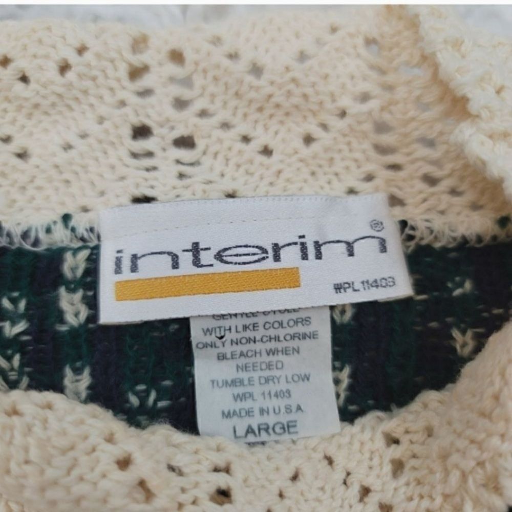 NEW Vintage 80s Interim Geometric Knit Grampacore Sweater Size Large - Picture 9 of 12